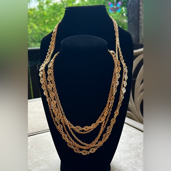 MONET © Gold-tone Triple Rope Chain 52"L Necklace ࿎࿎࿎ - Picture 2 of 7